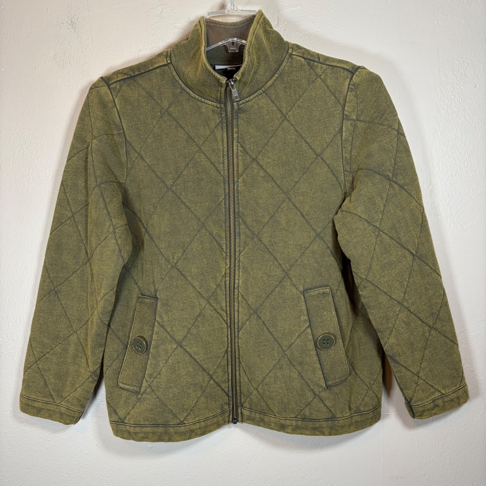 Habitat Clothes To Live In Womens Green Quilted Mineral Wash Full Zip Jacket S